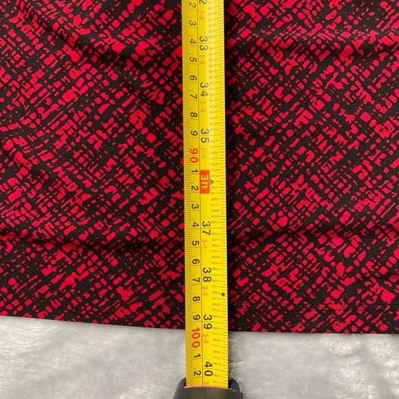 Lauren Ralph Lauren Dress 14W Red Black Print Jersey Ruched Gathered Slimming - Picture 13 of 14